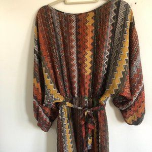 PARKER PRINTED SILK DRESS S - GOLD DETAIL